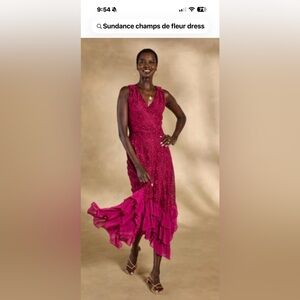 Sundance Asymmetrical Lace Dress - Fuchsia